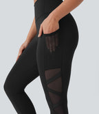 Legging de yoga 7/8 SpeedWave™ taille haute avec poches latérales et empiècements en mesh contrastés à séchage rapide