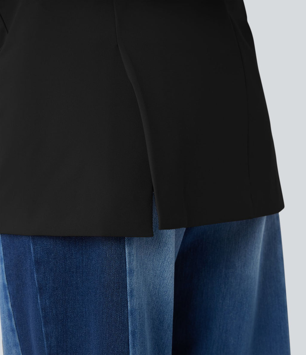 Blazer de travail anti-froissage à col cranté et manches longues avec poches