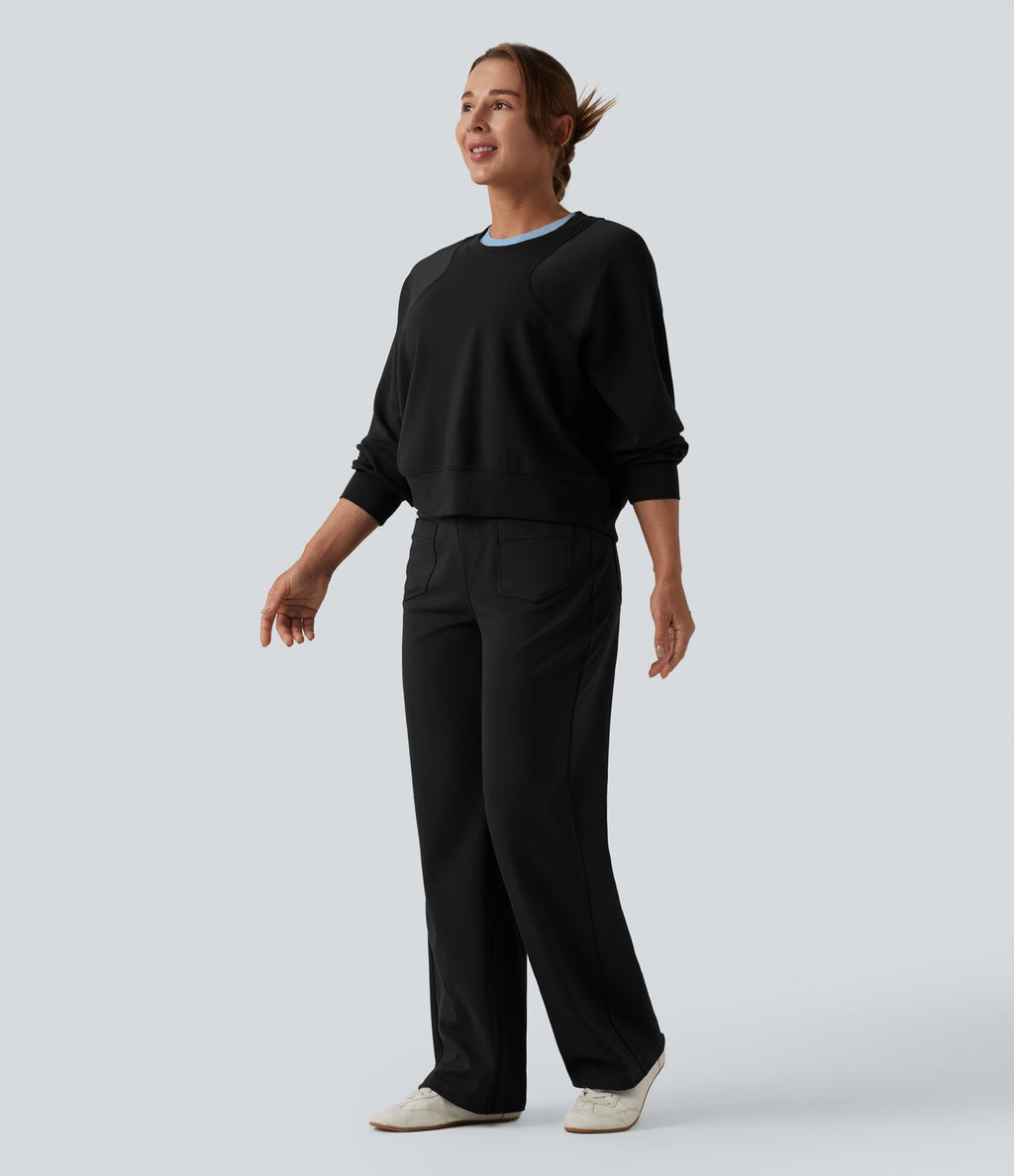 Pantalon décontracté DayStretch taille mi-haute coupe droite avec poches
