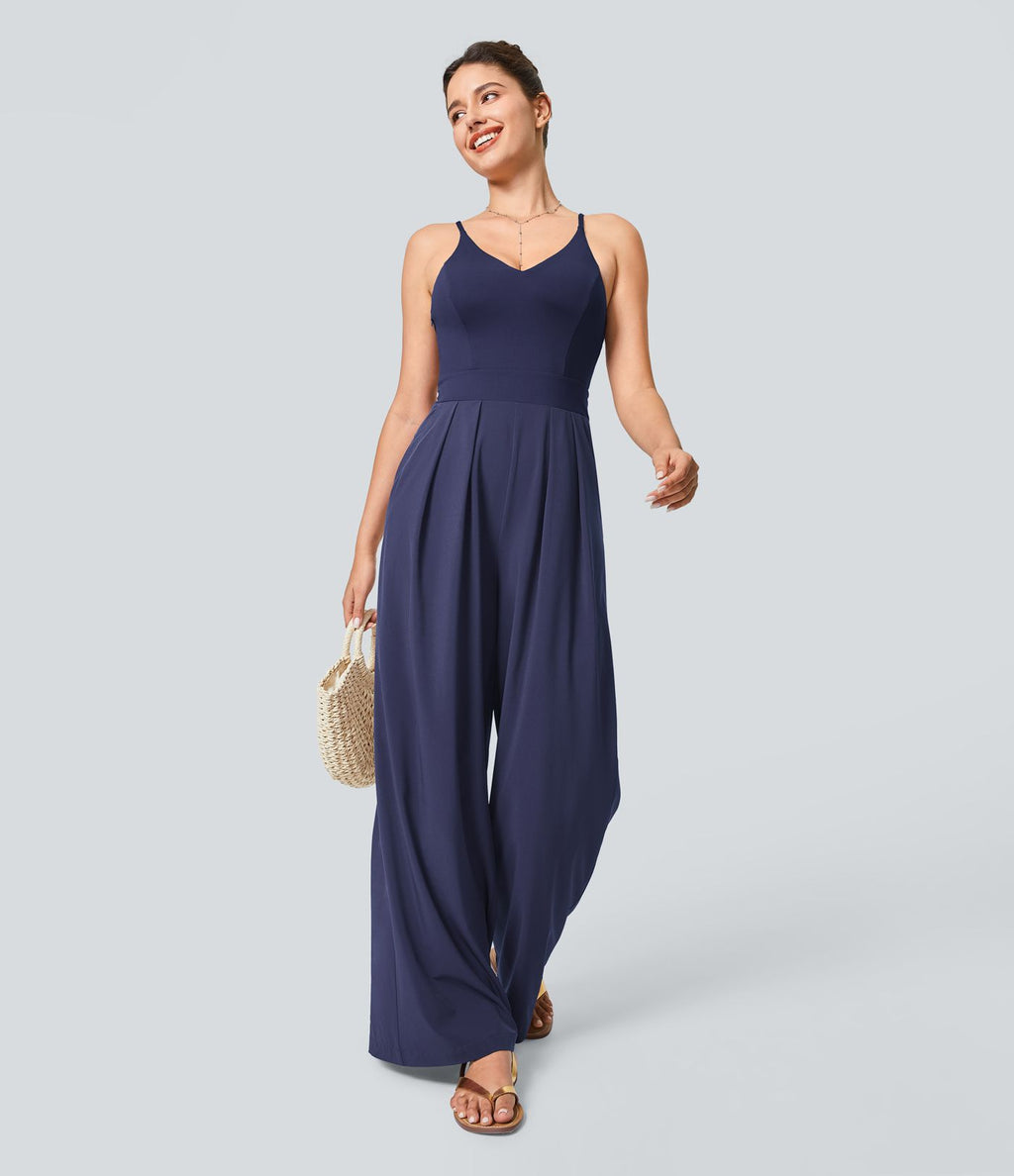 Breezeful™ Combinaison Dos Nu Poche Zippée Invisible Sur le Côté Jambe Large Séchage Rapide