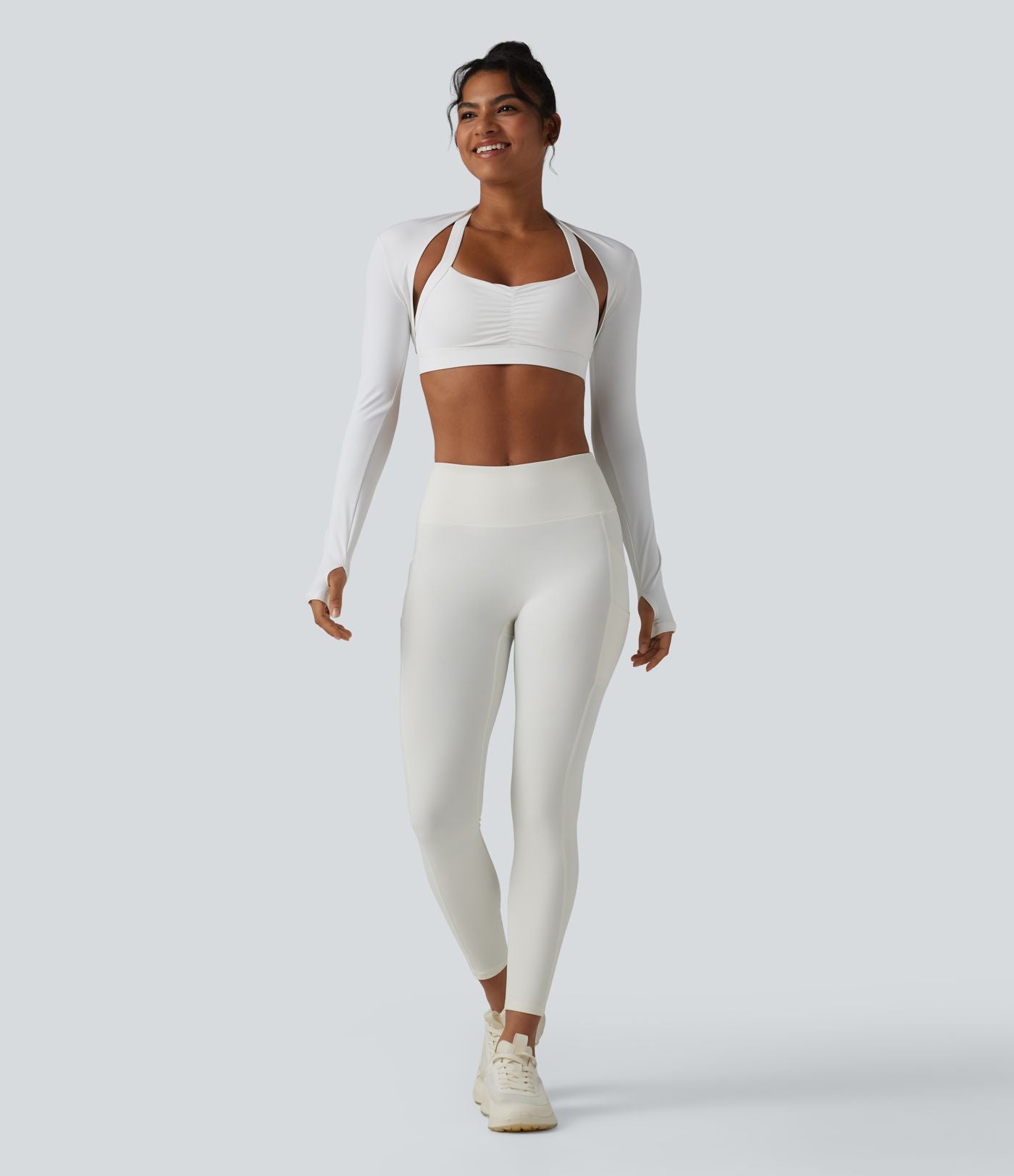 Brassière de sport de yoga froncée soutien-gorge intégré maintien léger