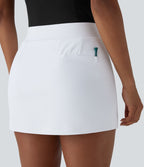 Jupe-short de golf mini taille haute 2-en-1 fendue à boutons décoratifs avec poche latérale séchage rapide - Poche pour tee de golf - UPF40+