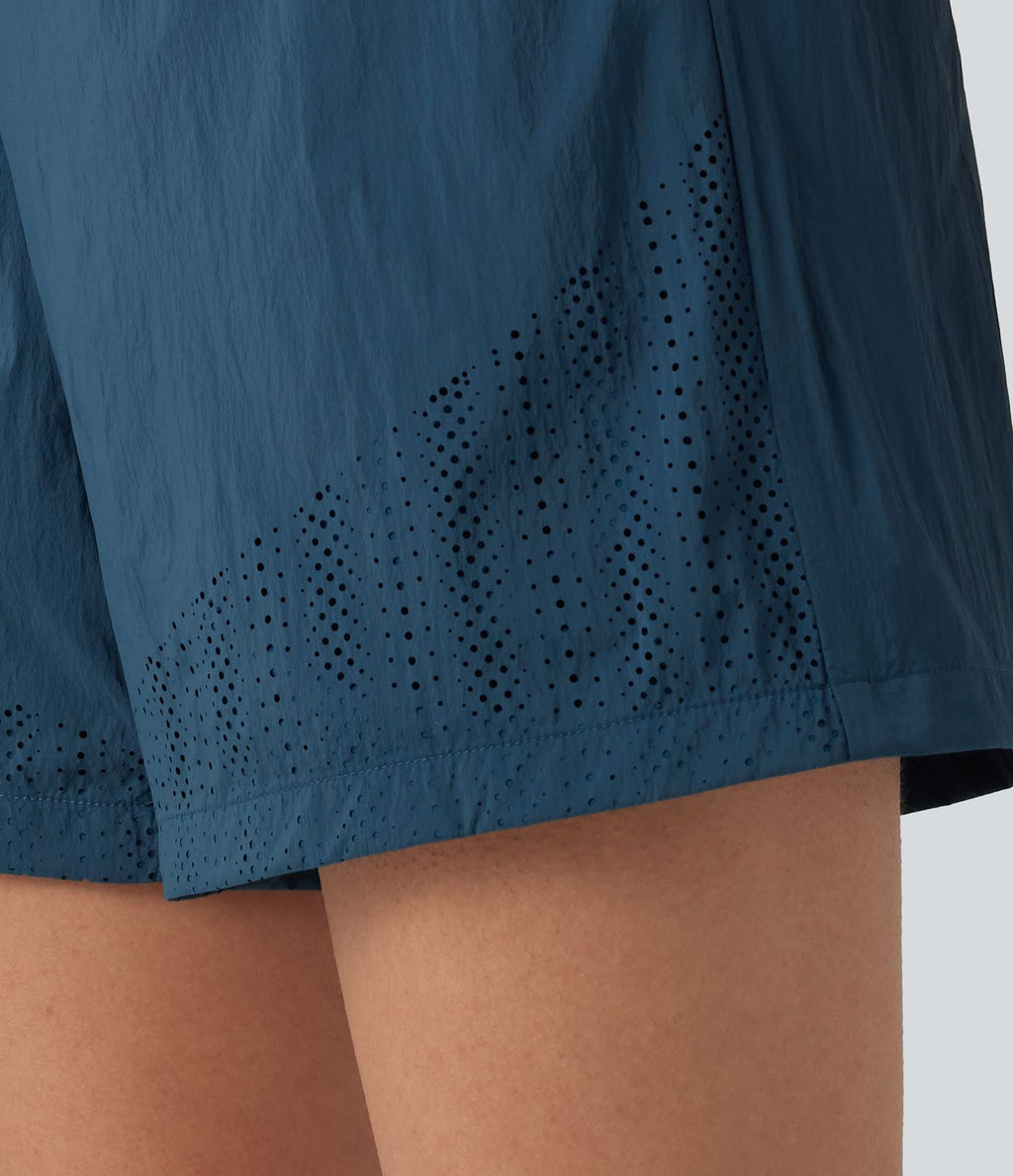 Short de course taille haute à œillets et cordon de serrage 12,5 cm avec poche