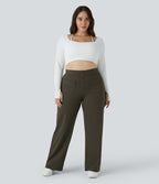 Pantalon coupe droite grande taille taille haute DayStretch avec poches