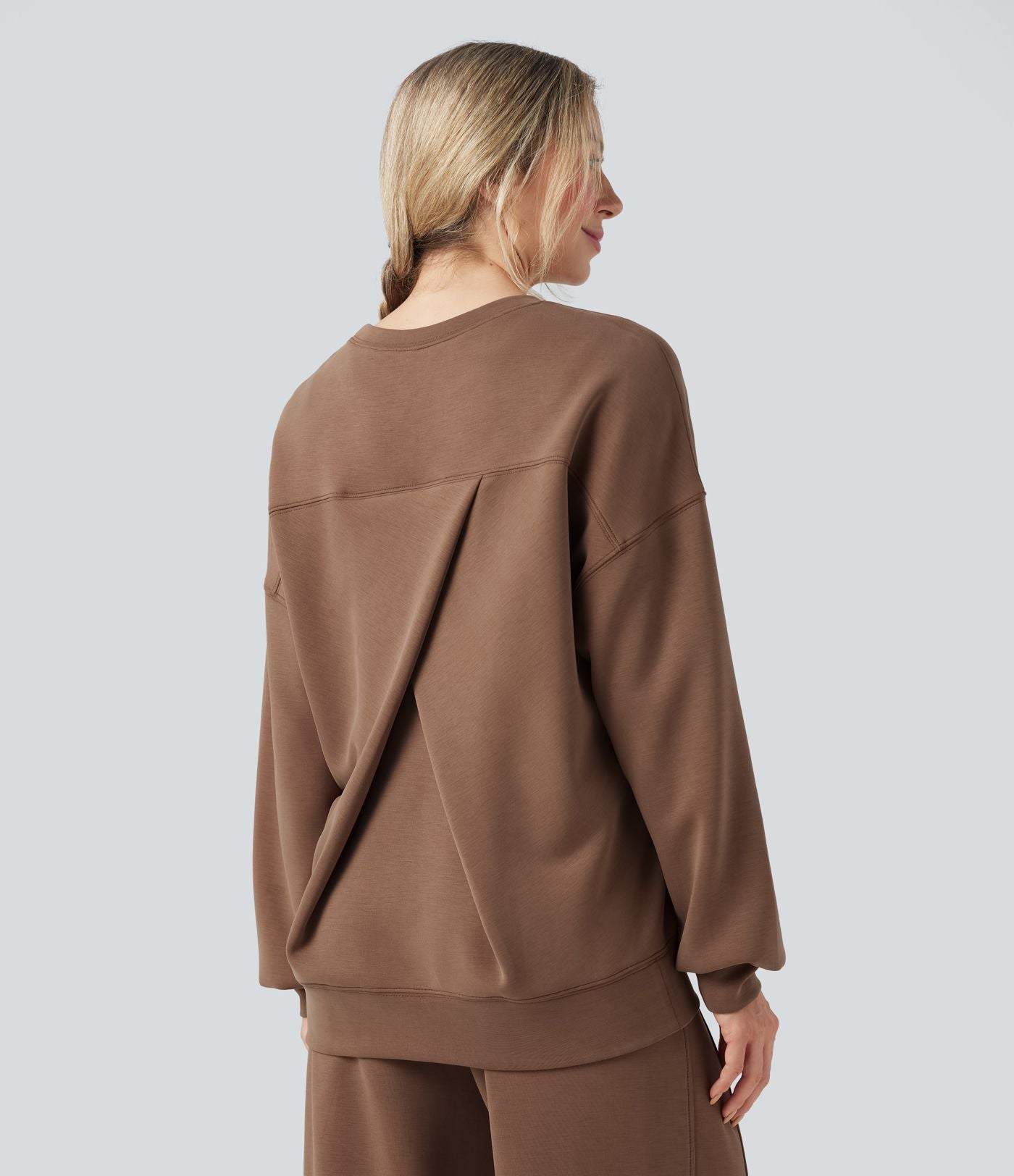 Sweat-shirt décontracté SpacerTek™ col rond, manches longues et dos croisé, avec poches