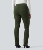 Pantalon tailleur slim taille mi-haute en ponte roma résistant avec poches