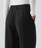 Pantalon tailleur baggy taille haute avec poches