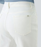 Jean décontracté Halara Flex™ grande taille, taille haute, multiples poches, jambes droites, effet délavé, en maille extensible