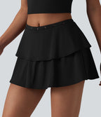Jupe mini décontractée SoftlyZero™ Airy à volants 2-en-1 taille mi-haute effet frais InstantCool détails œillets avec poche