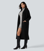 Cardigan long tailleur manches longues avec poches
