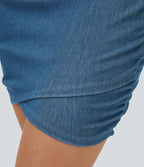 Halara Flex™ Mini-Jupe en Jean Courte Tricot Extensible Moulante Taille Haute