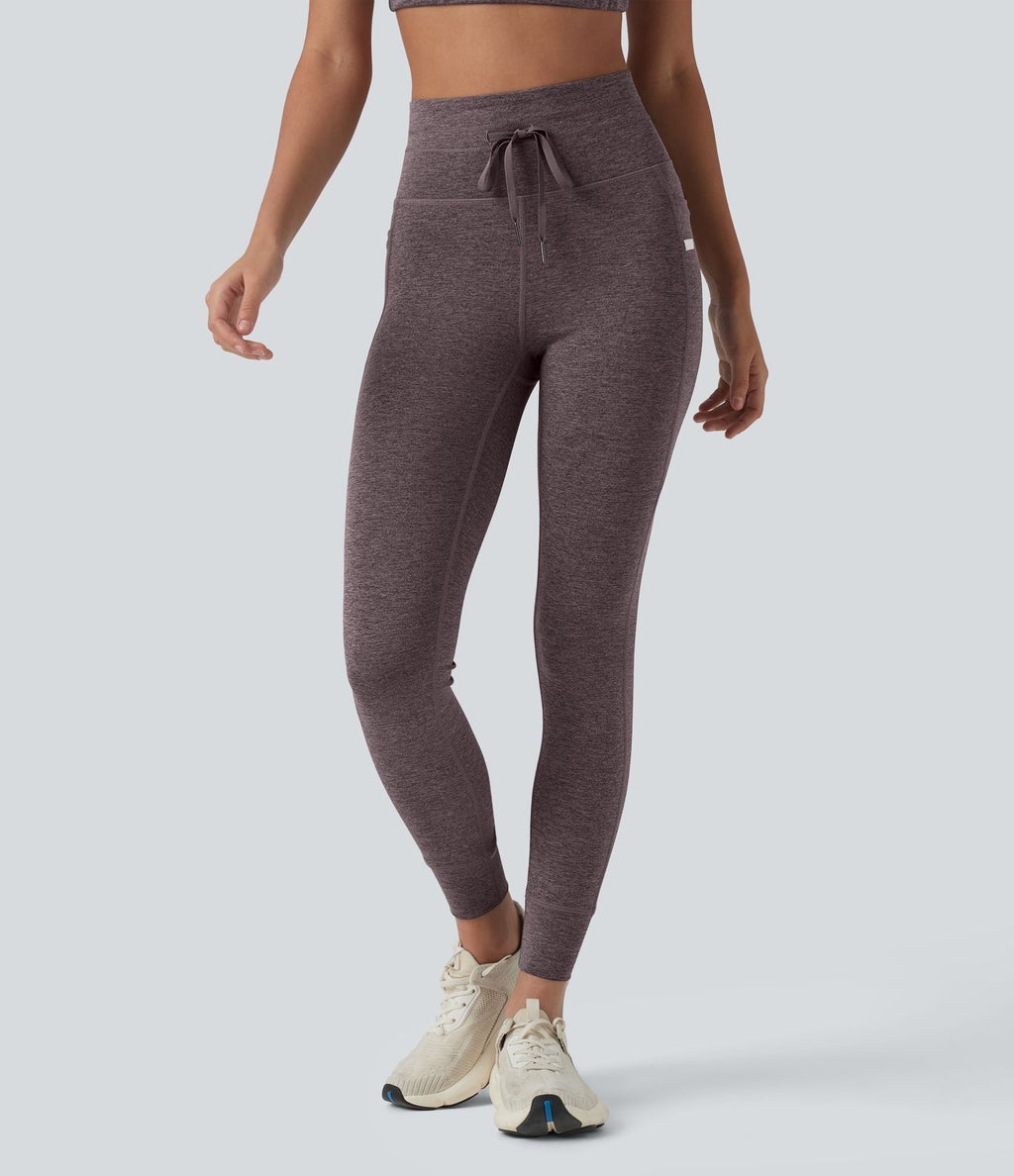 Legging 7/8 de yoga chiné taille haute séchage rapide avec cordon de serrage Halara UltraSculpt™ et poches