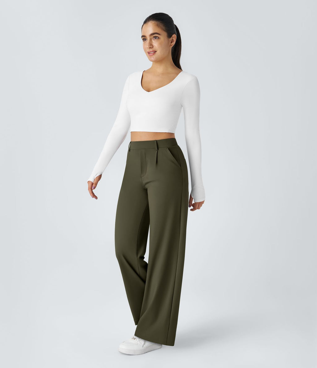 Pantalon tailleur Halara Flex™ DayStretch coupe droite taille haute avec poches
