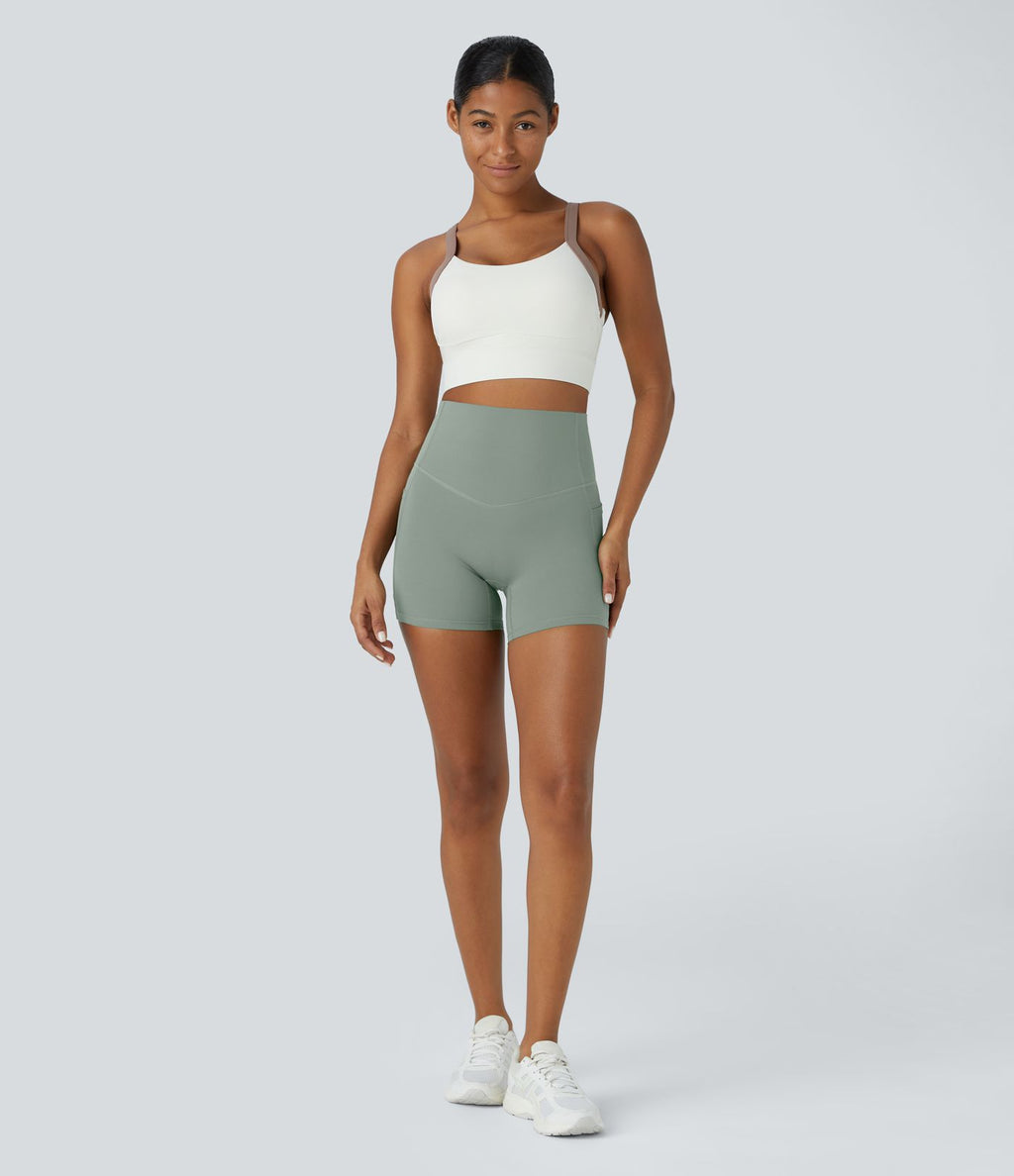 Short cycliste d'entraînement gainant taille haute UltraSculpt™ SoCinched à poches latérales 12,5 cm