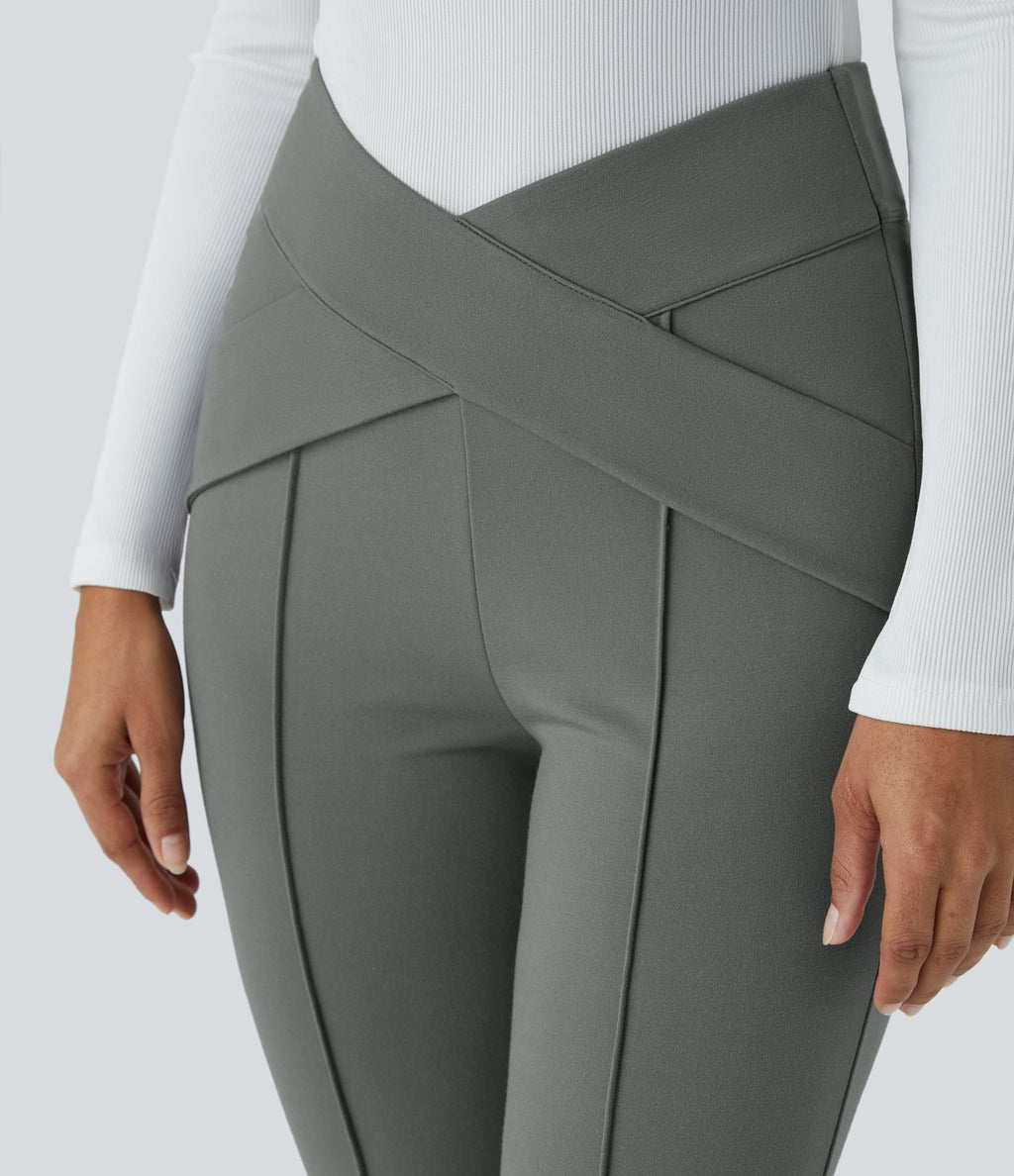 Pantalon croisé taille haute