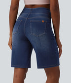 Halara Flex™ Bermuda casual en jean taille haute avec poches