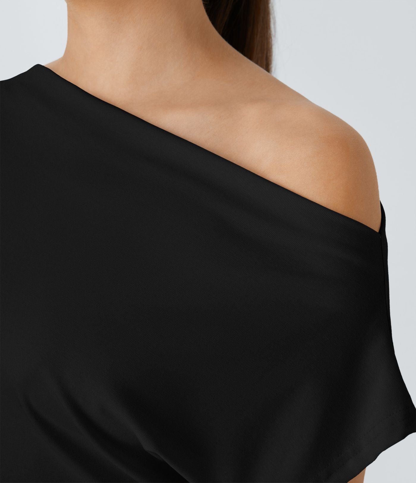 Top Casual Épaules Dénudées Manches Courtes Ruchées