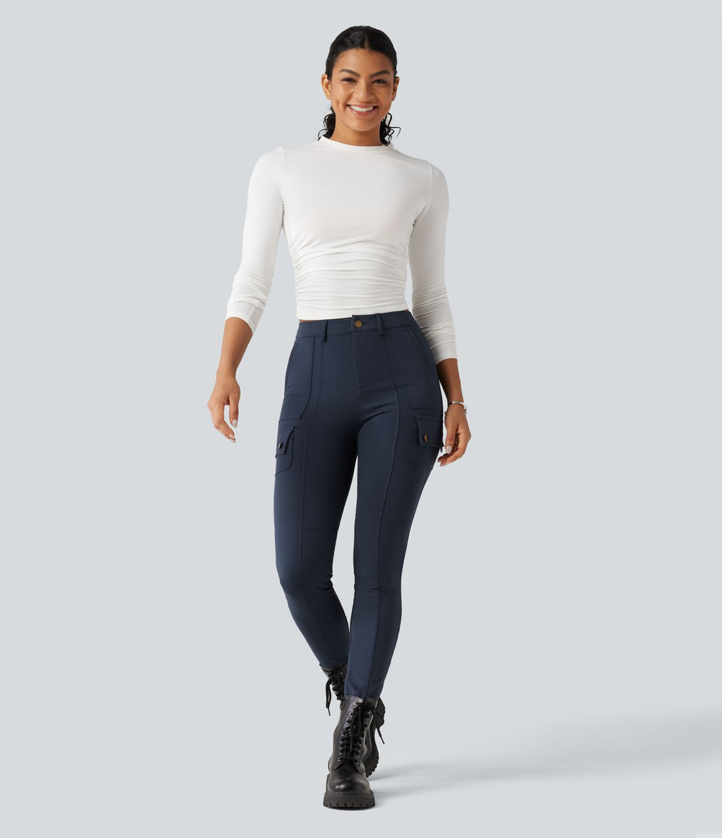 Pantalon cargo DayStretch taille haute galbant effet liftant fessiers avec poches