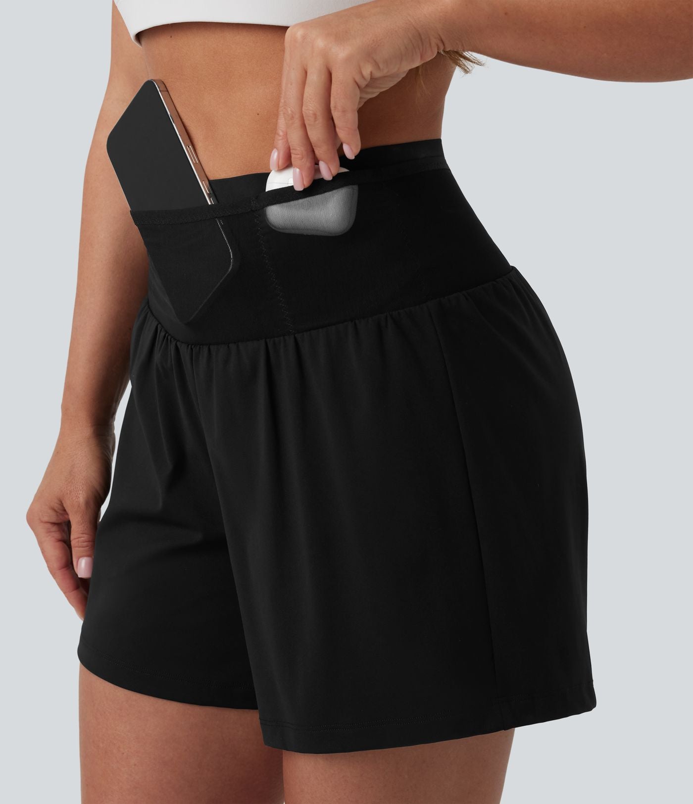 Short de yoga 2-en-1 SoftlyZero™ Airy gainant taille haute effet frais InstantCool avec poches