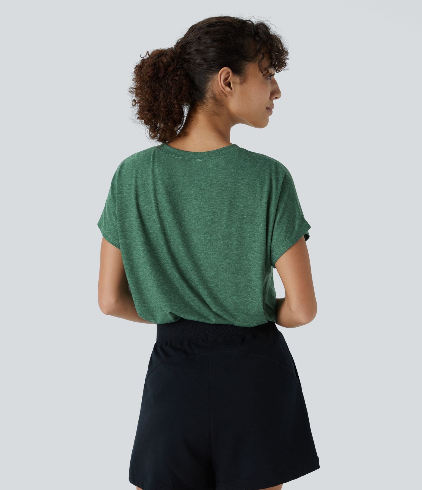 T-shirt Casual Relax à Col Rond Poche Poitrine Ourlet Fendu