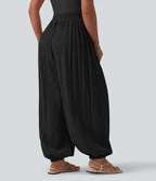Jogging ample taille mi-haute avec poches