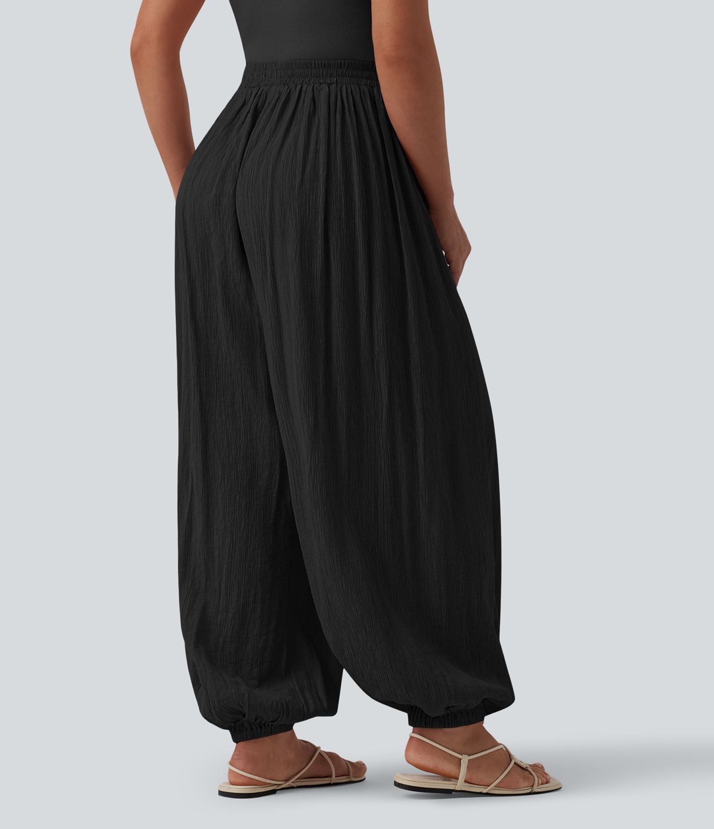 Jogging ample taille mi-haute avec poches