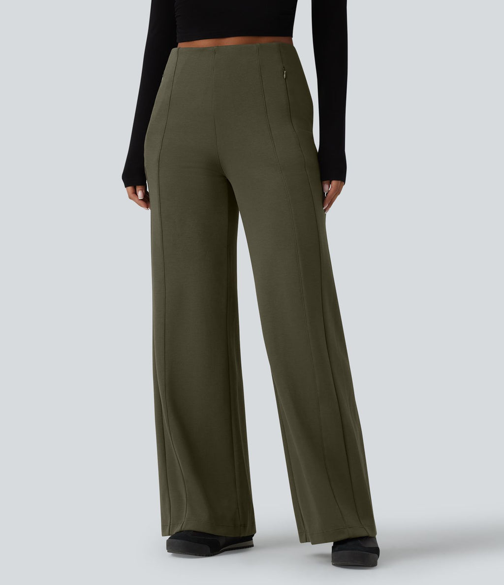 Pantalon casual SpacerTek™ large taille haute avec poches zippées