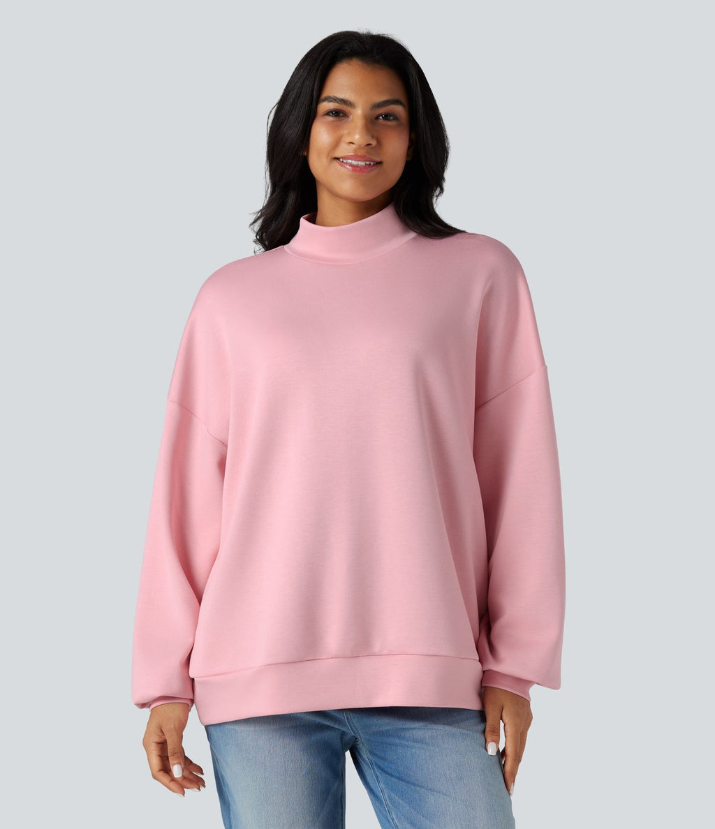 Sweatshirt casual col montant coupe décontractée avec poches