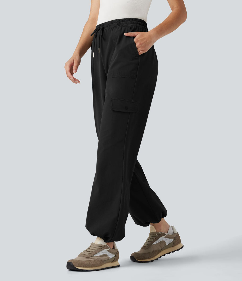 Pantalon de randonnée bootcut, taille haute, cordon et poches
