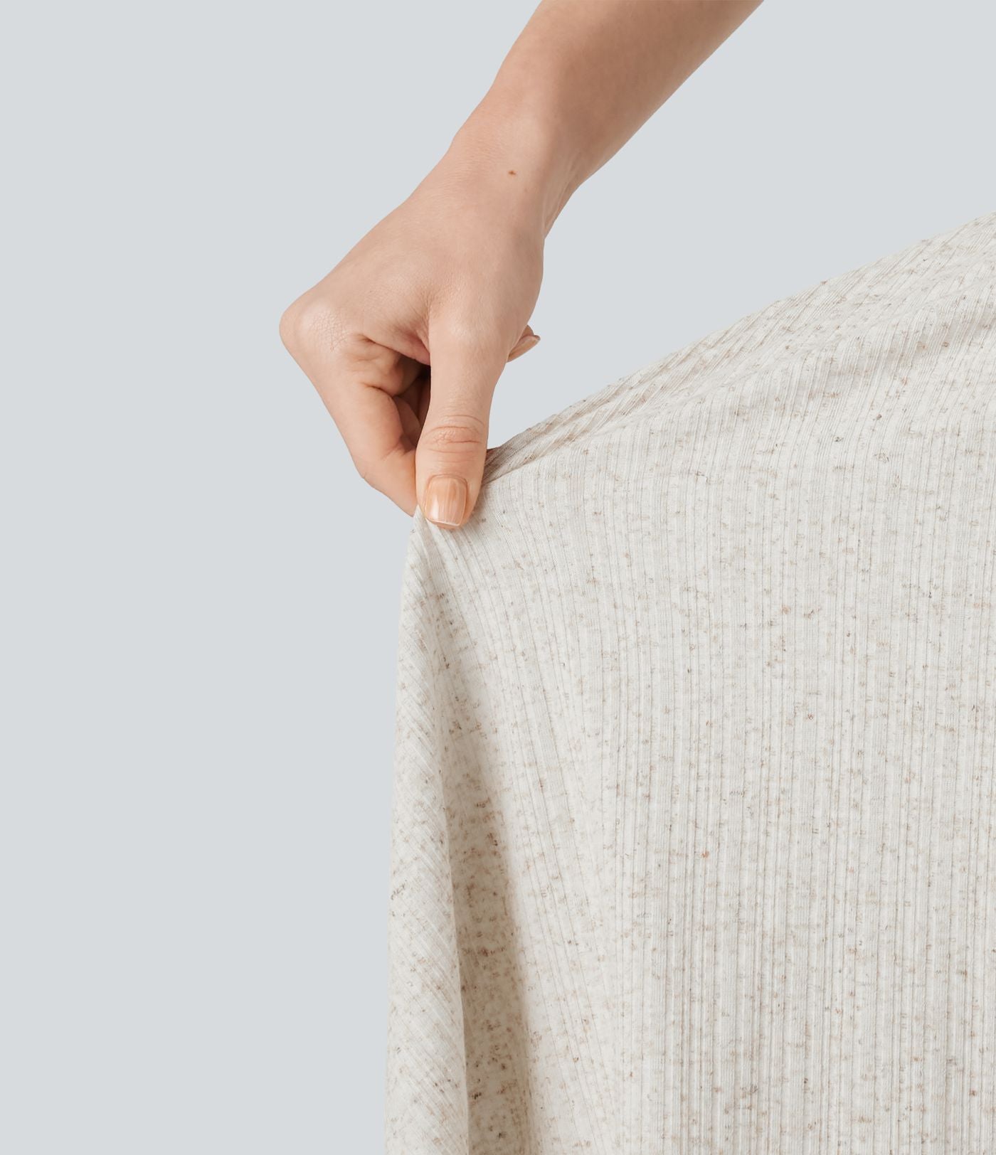 Robe mini décontractée 2-en-1 en maille côtelée mélange de lin, col V, manches courtes, coupe fluide