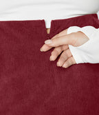 Jupe Casual Grande Taille en Velours Côtelé Mini à Taille Haute avec Fermeture Éclair Invisible 2 en 1