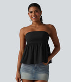 Haut bandeau babydoll Breezeful™ à smocks, bas volanté et séchage rapide