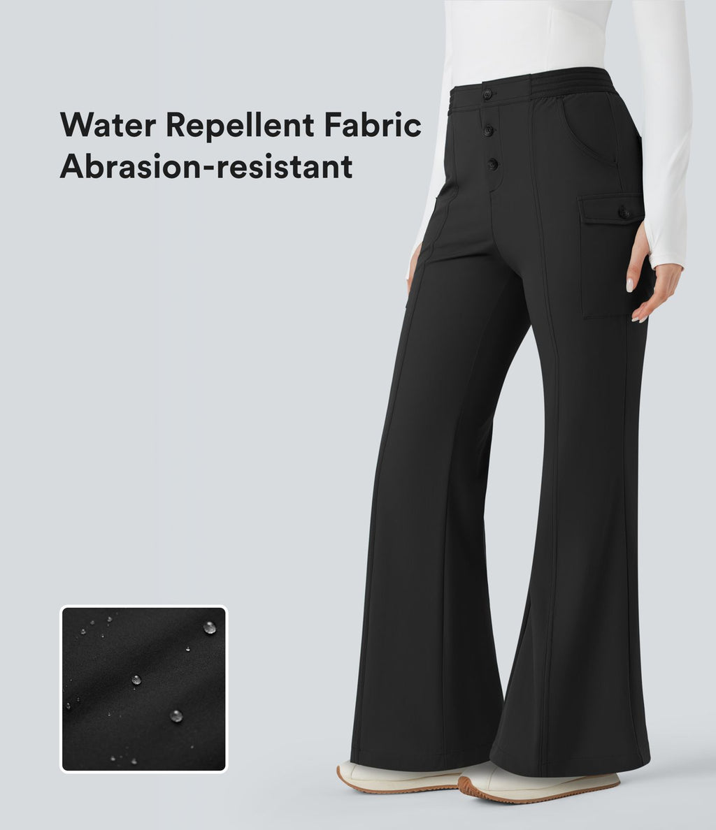 Pantalon de randonnée bootcut déperlant résistant à l'abrasion taille basse avec poches