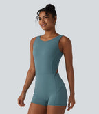 Barboteuse de yoga dos nu sans manches en mesh respirant avec jupe amovible et poches – Easy Peasy