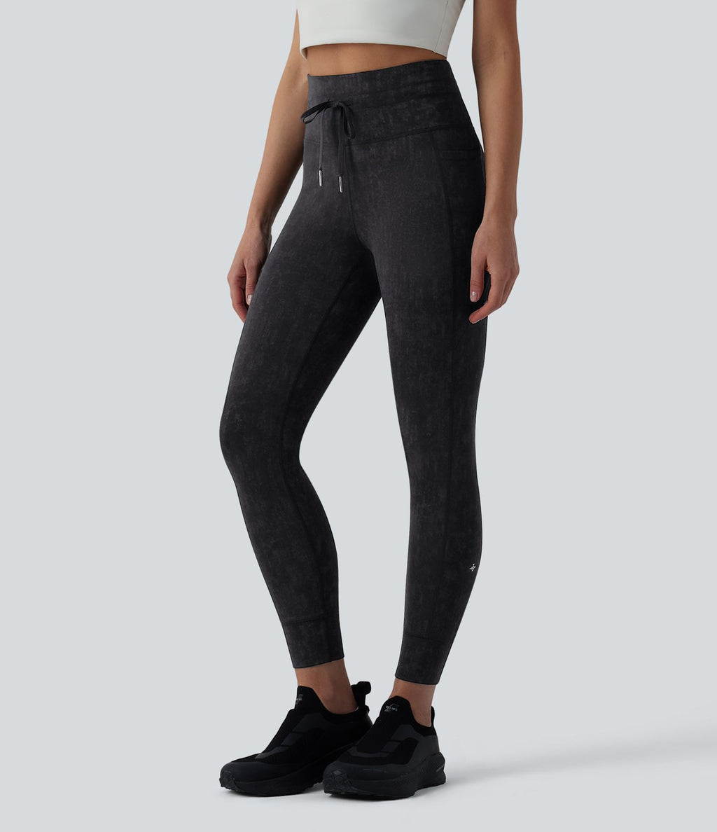 Legging casual 7/8 taille haute avec cordon de serrage et poches