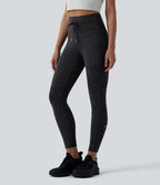 Legging casual 7/8 taille haute avec cordon de serrage et poches