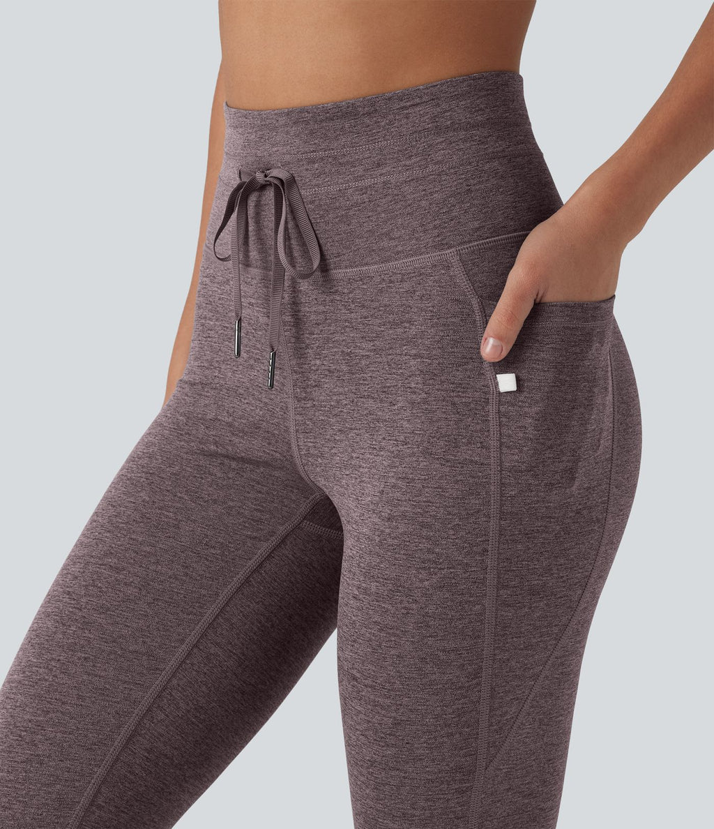 Legging 7/8 de yoga chiné taille haute séchage rapide avec cordon de serrage Halara UltraSculpt™ et poches
