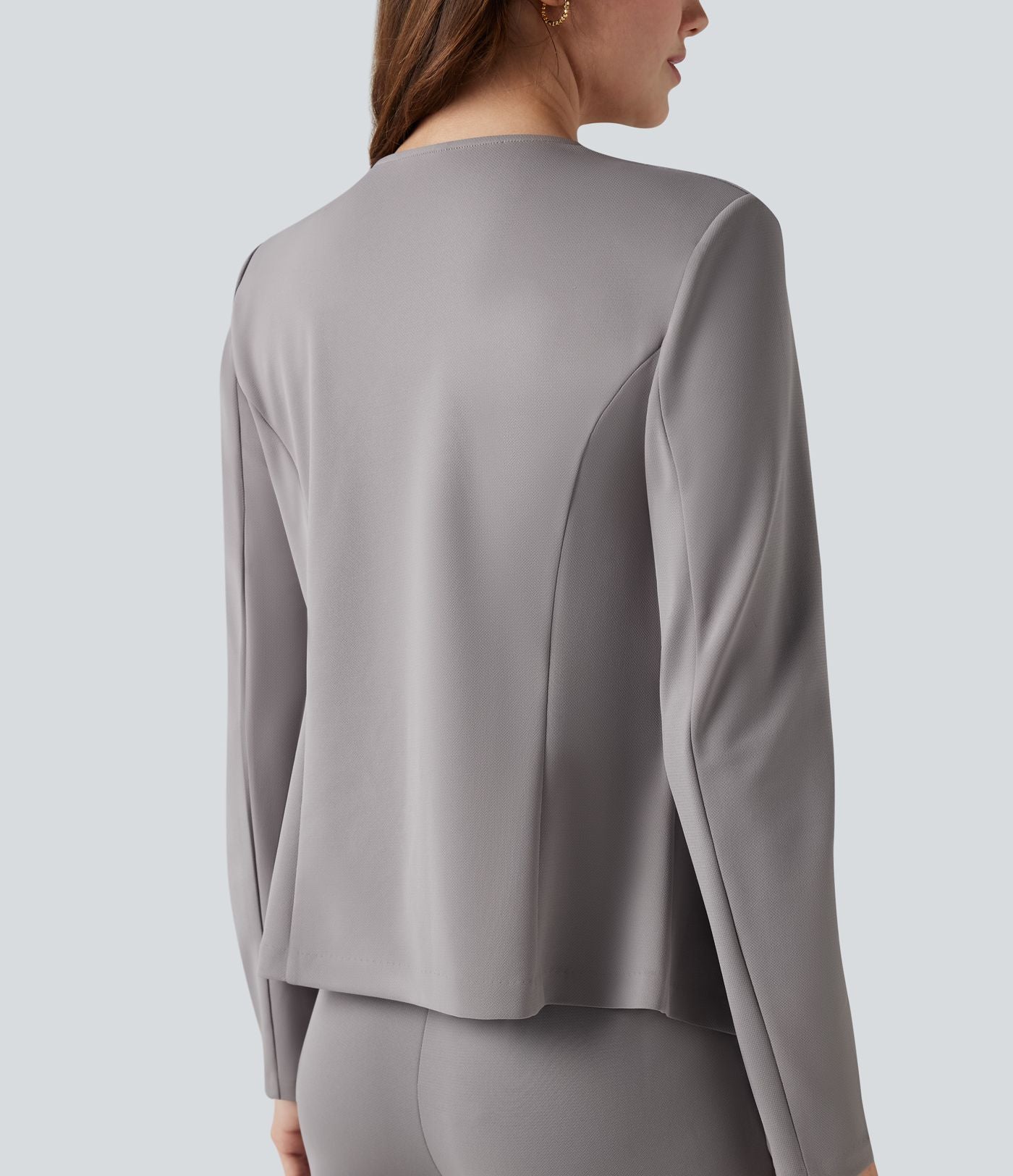 Blazer tailleur waterfall manches longues en crêpe