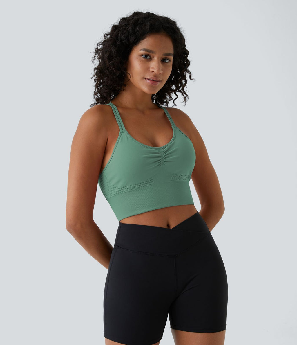 Brassière de sport maintien léger bretelles froncées doubles bonnets A-D OneForm Seamless Flow