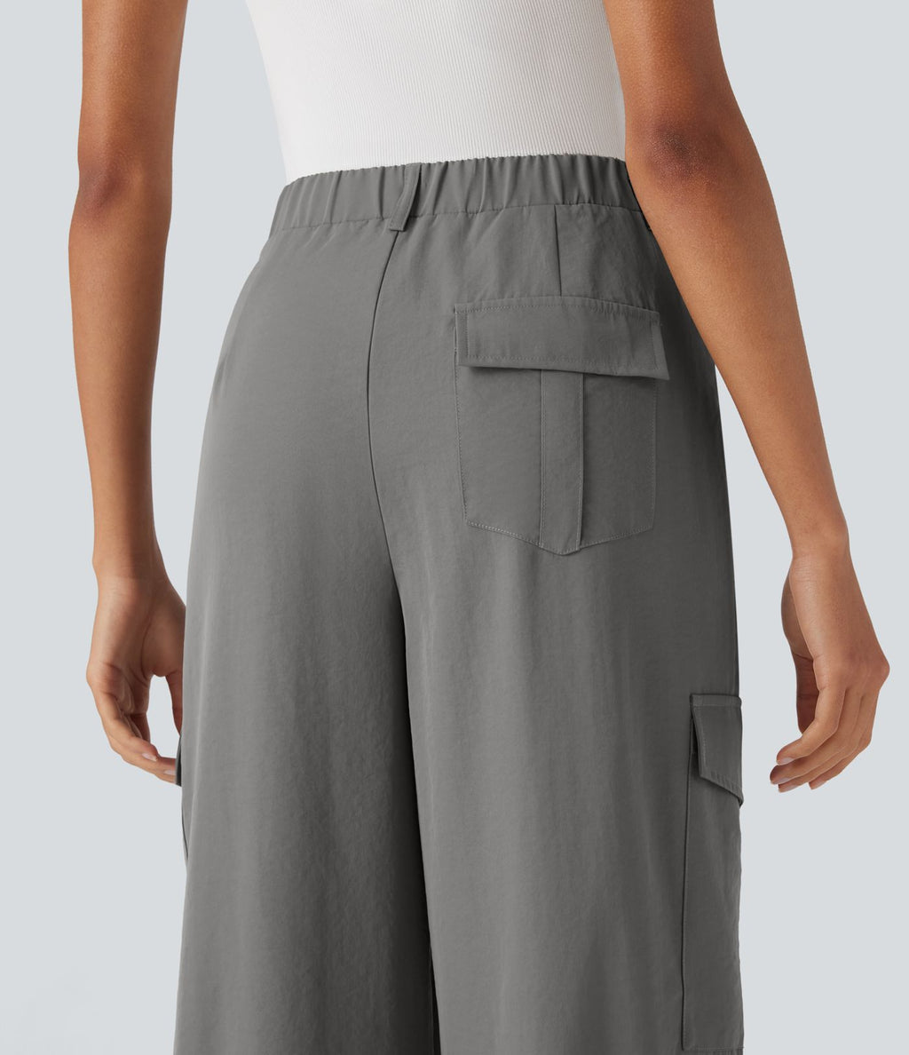 Pantalon cargo de voyage taille haute avec poches multiples