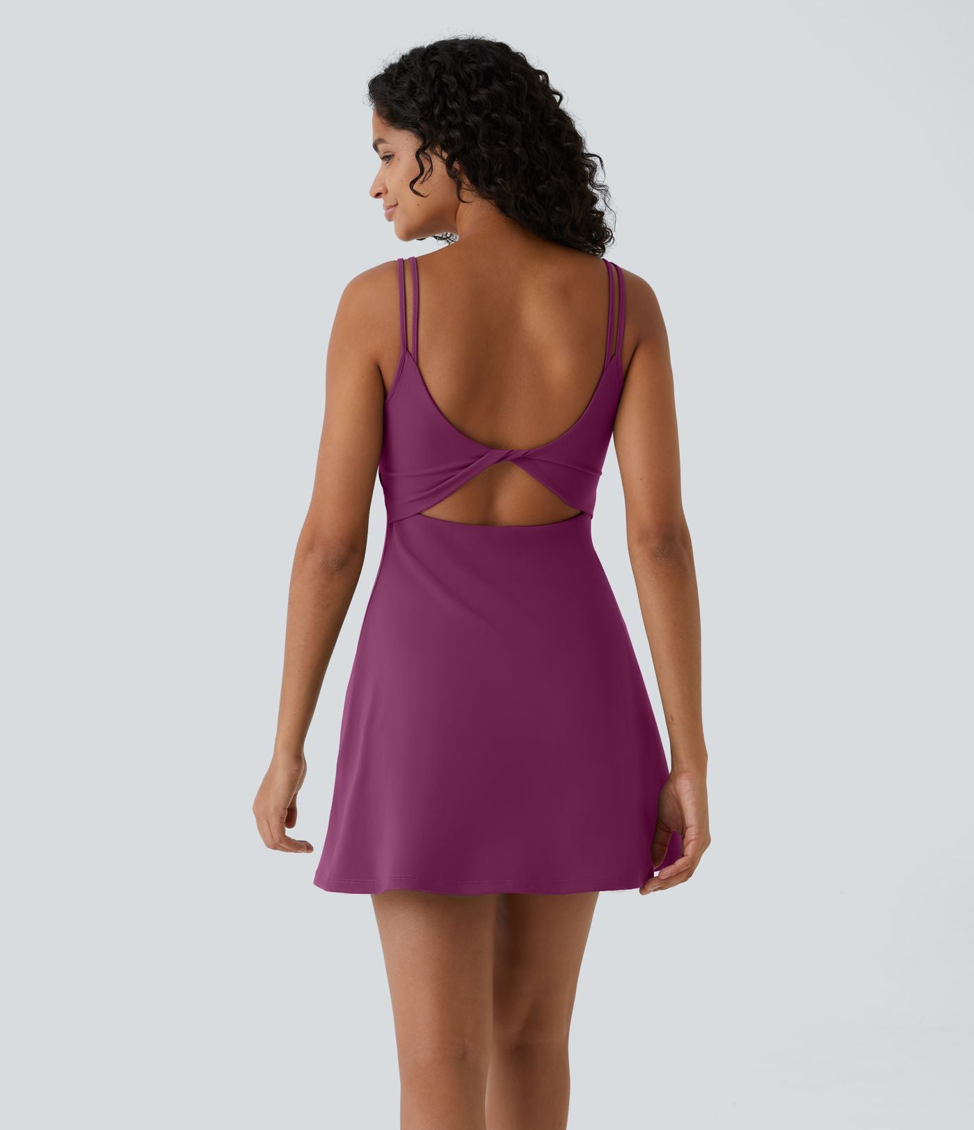 Robe de sport danse 2-pièces SoftlyZero™ Plush double bretelles caraco avec poche A-D