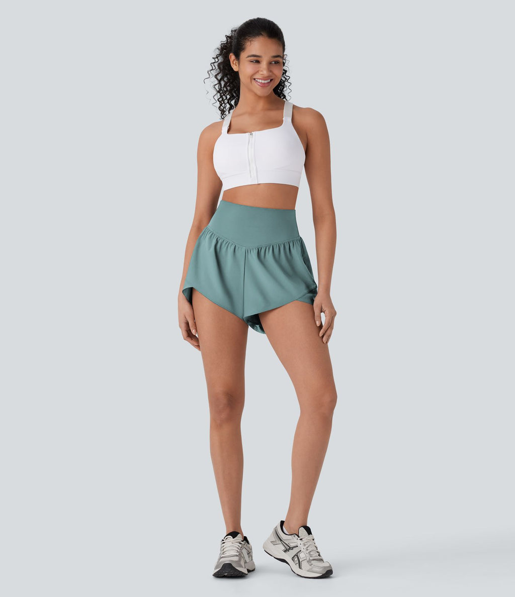 Breezeful™ Short yoga taille haute avec poche arrière ourlet croisé séchage rapide