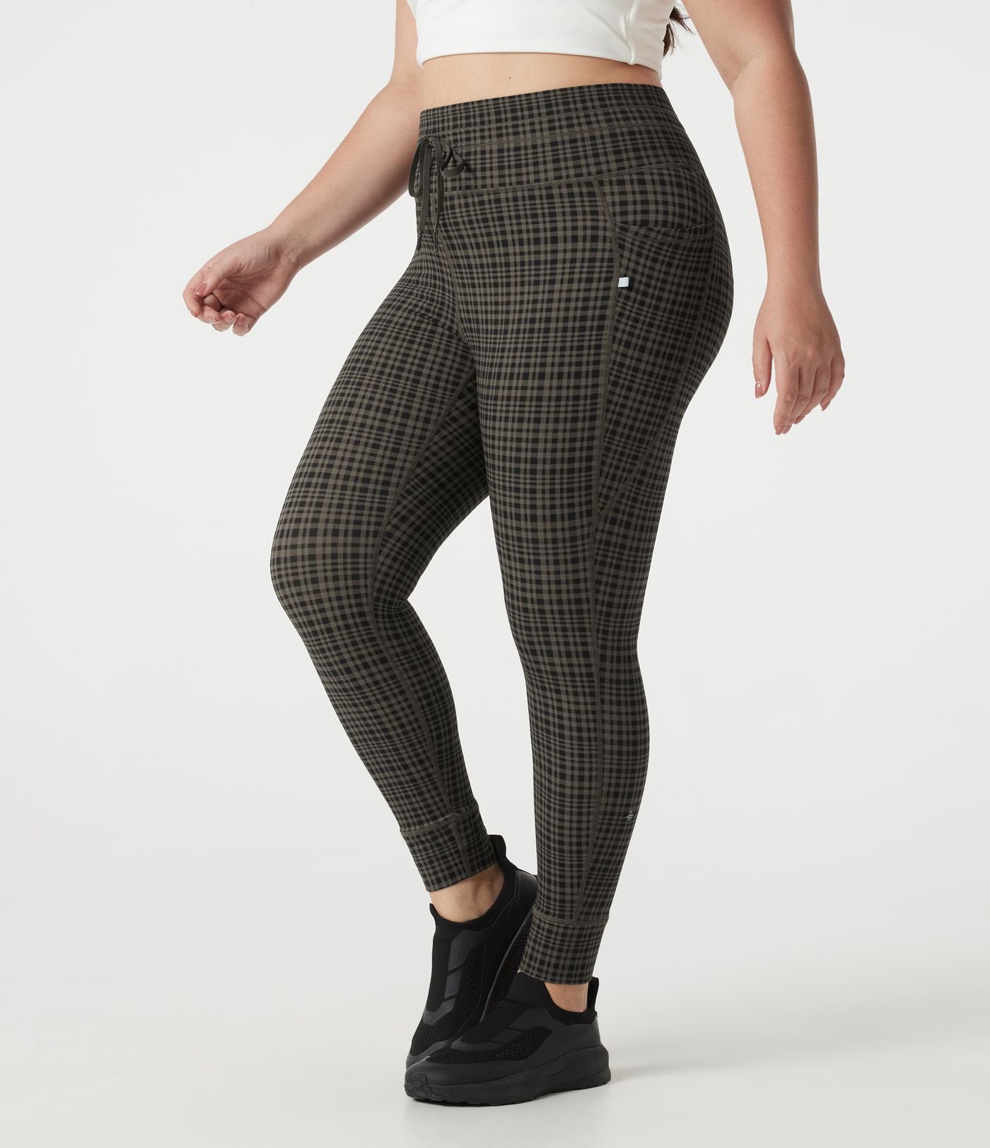 Legging de yoga grande taille Halara UltraSculpt™ taille haute à carreaux avec cordon ajustable et poches