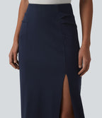 Jupe midi tailleur moulante fendue taille haute
