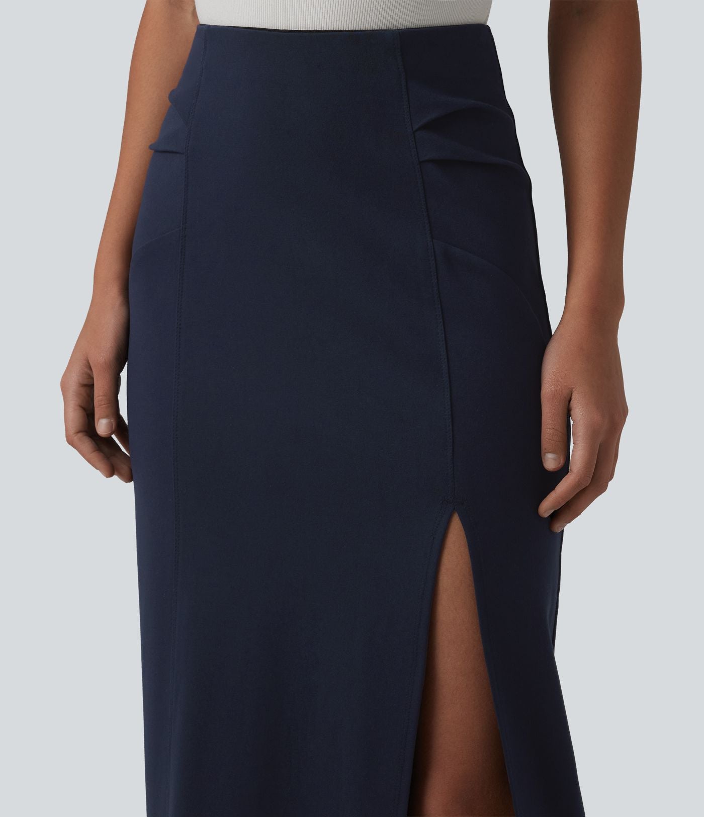 Jupe midi tailleur moulante fendue taille haute