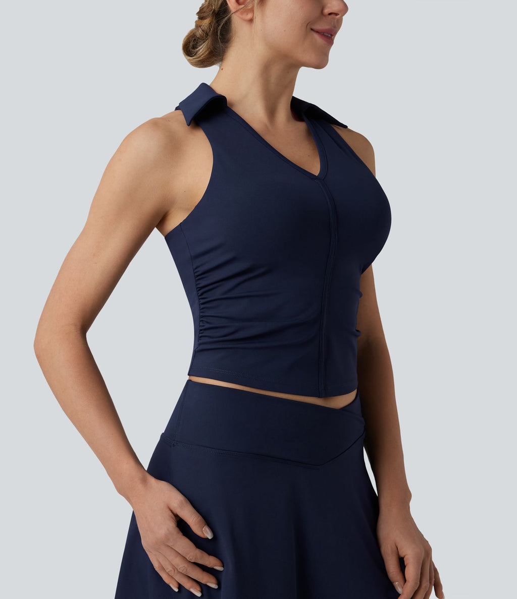 Haut de sport tennis SoftlyZero™ Airy dos nageur à fronces effet frais InstantCool, protection solaire UPF50+