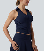 Haut de sport tennis SoftlyZero™ Airy dos nageur à fronces effet frais InstantCool, protection solaire UPF50+