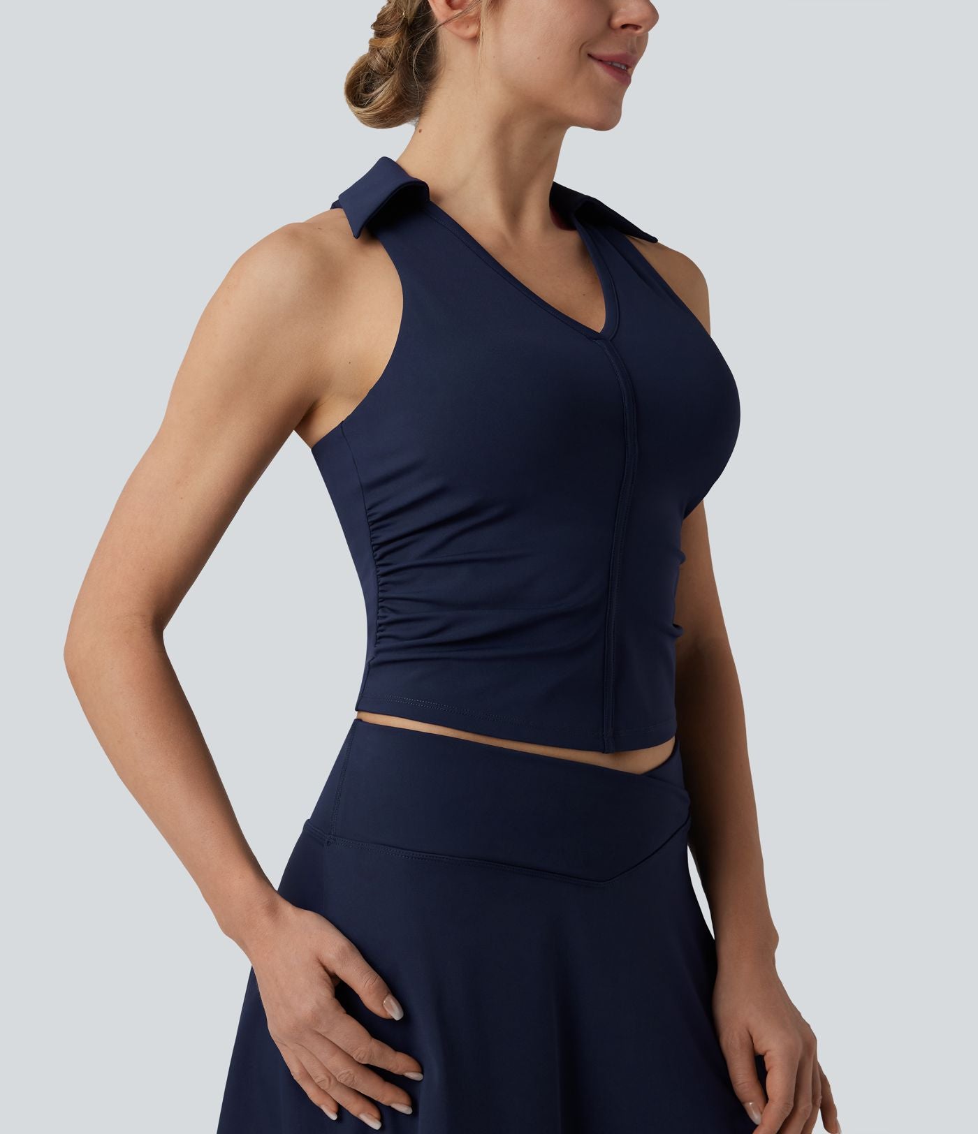 Haut de sport tennis SoftlyZero™ Airy dos nageur à fronces effet frais InstantCool, protection solaire UPF50+