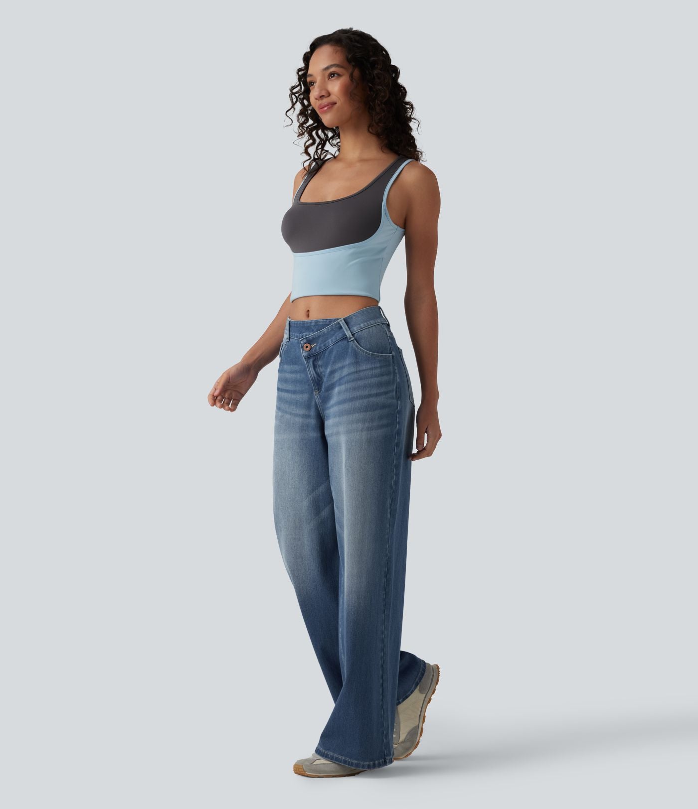 Jean large décontracté Halara Flex™ asymétrique taille mi-haute avec poches
