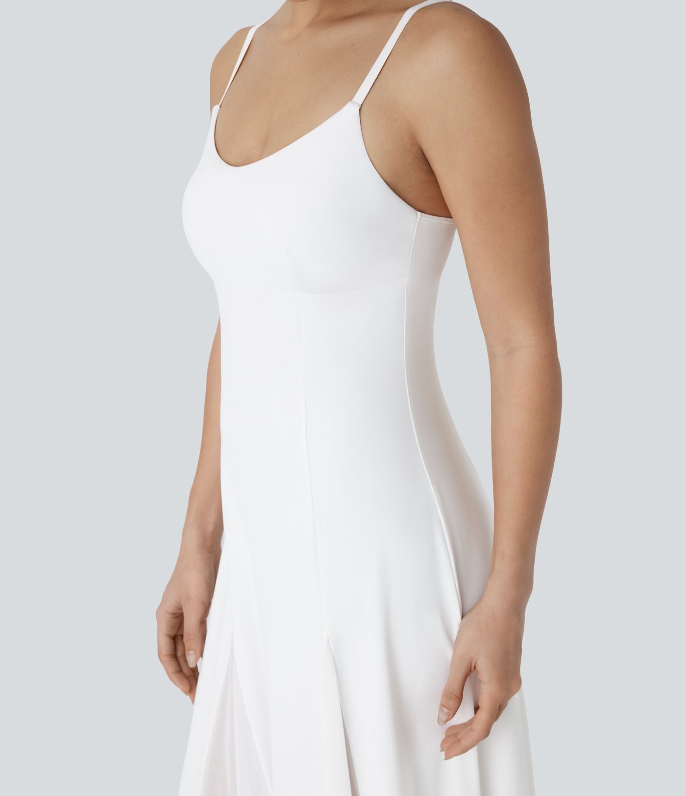 Robe longue fluide à bretelles ajustables avec maille contrastée pour demoiselle d'honneur et invitée de mariage